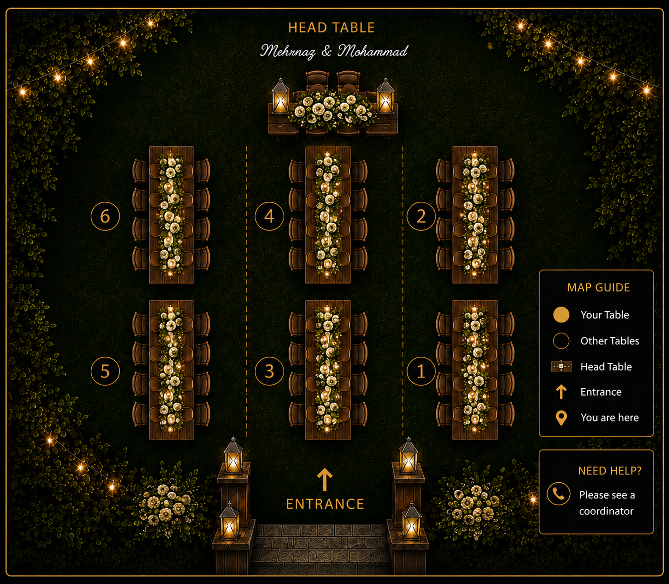 Wedding seating map